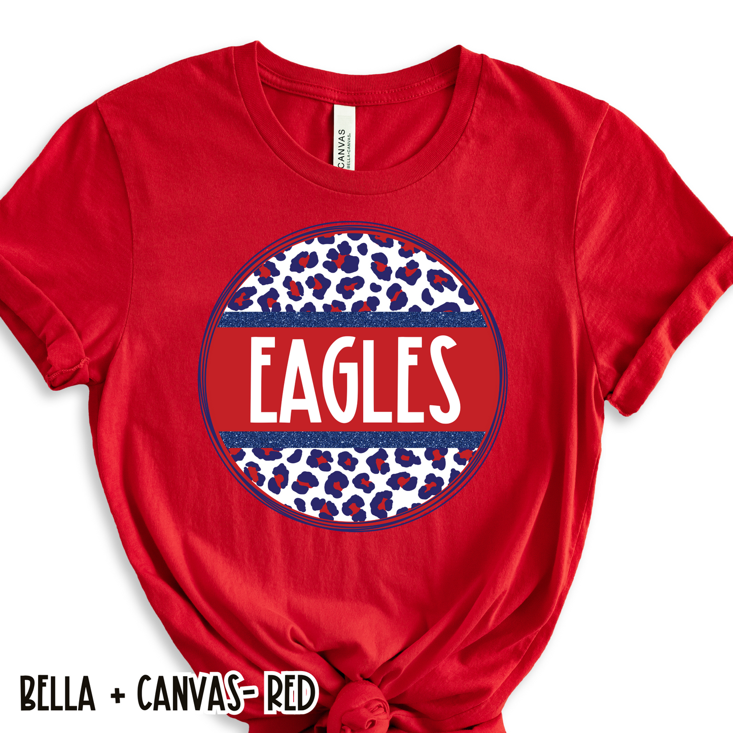 Leopard Circle Eagles Red Short Sleeve Tee