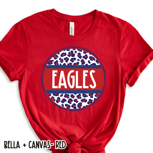 Leopard Circle Eagles Red Short Sleeve Tee