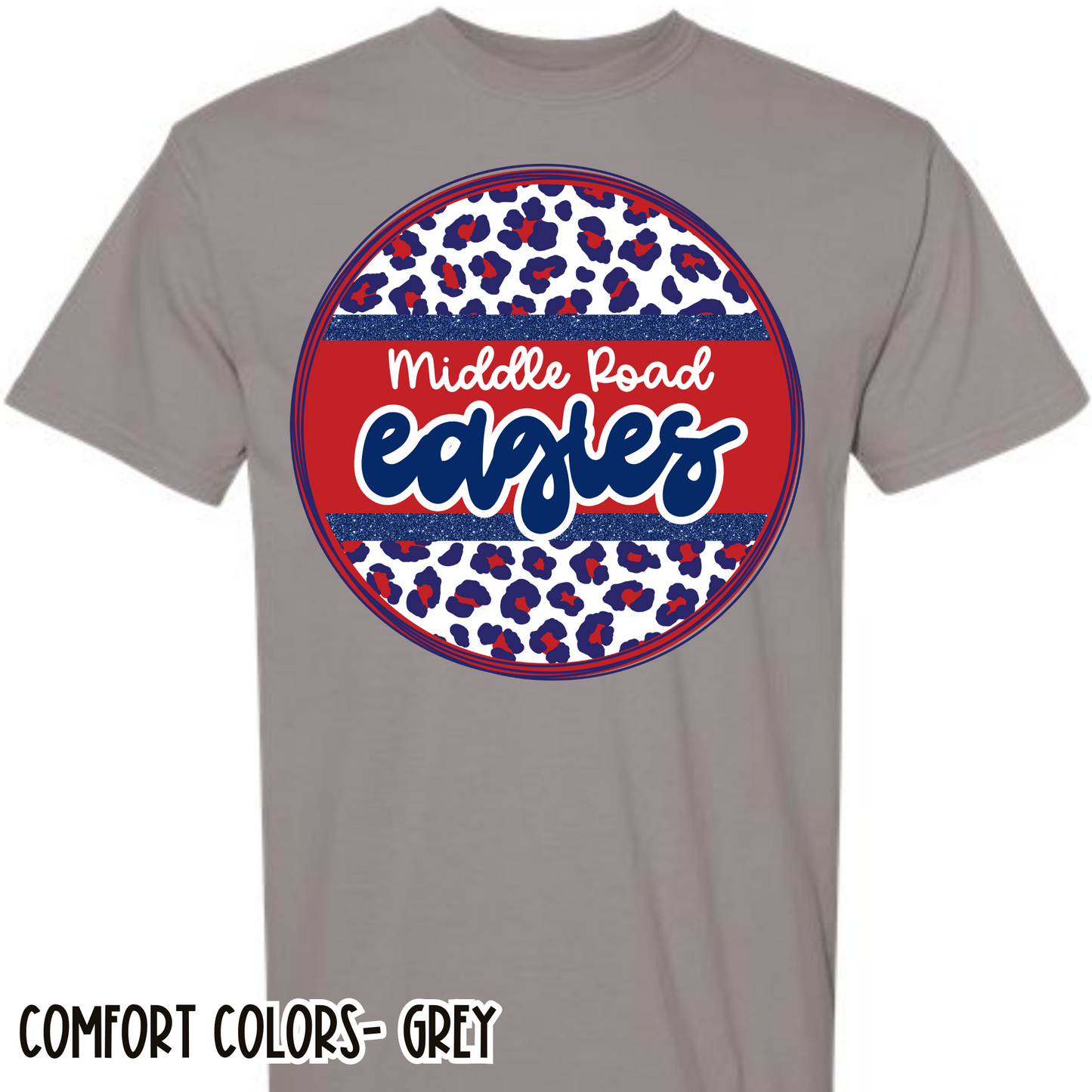 Leopard Circle Retro Eagles Grey Short Sleeve Tee