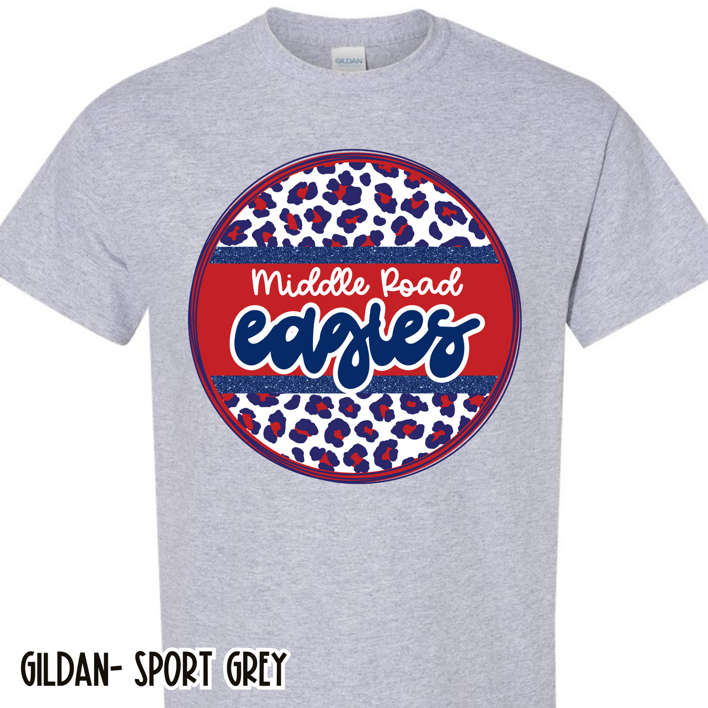 Leopard Circle Retro Eagles Grey Short Sleeve Tee