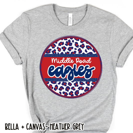 Leopard Circle Retro Eagles Grey Short Sleeve Tee