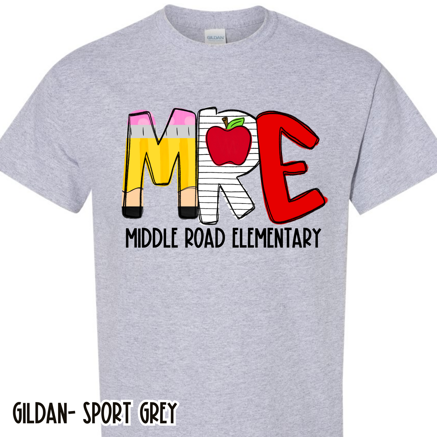 School Alpha Middle Road Elementary Grey Short Sleeve Tee