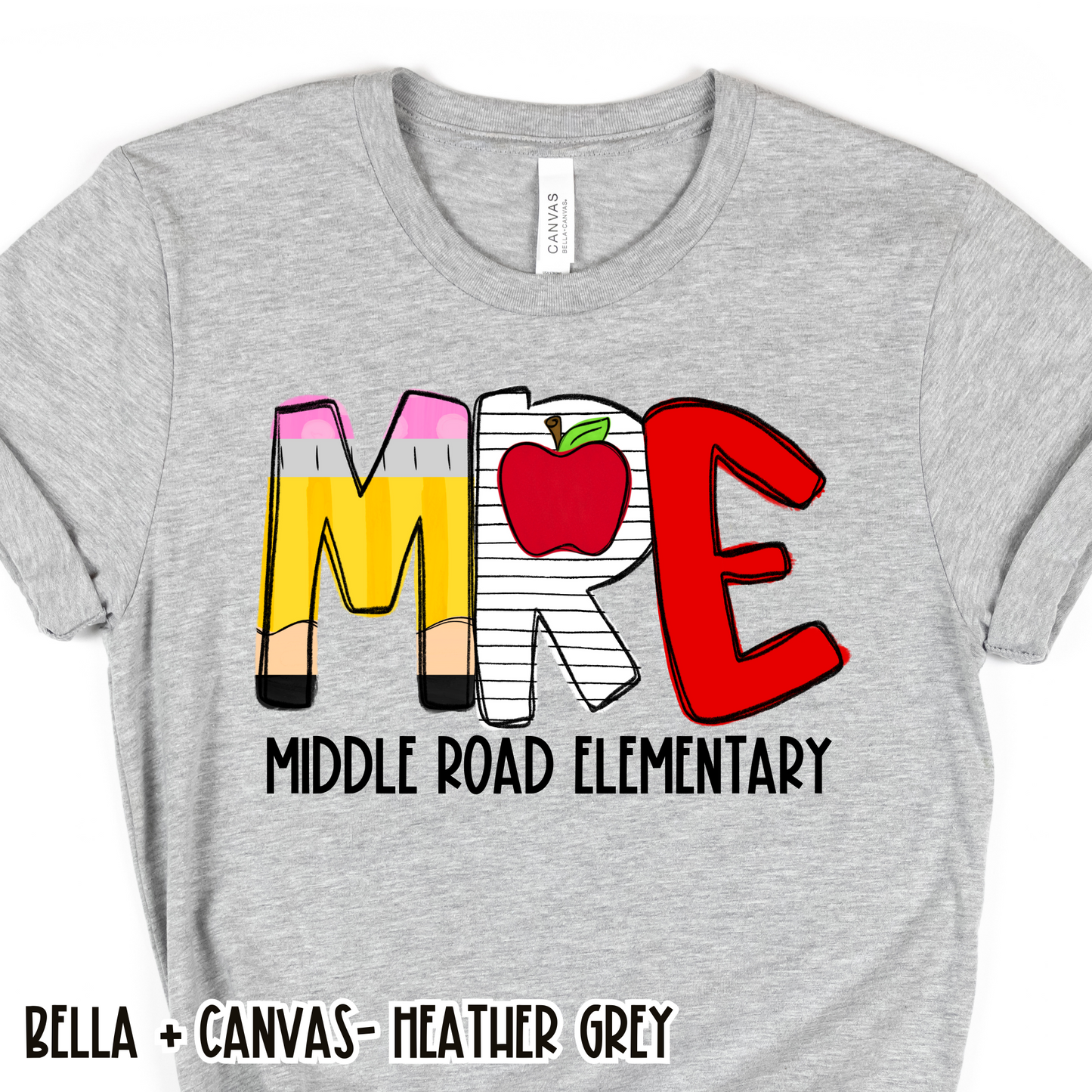 School Alpha Middle Road Elementary Grey Short Sleeve Tee
