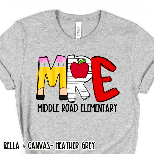 School Alpha Middle Road Elementary Grey Short Sleeve Tee