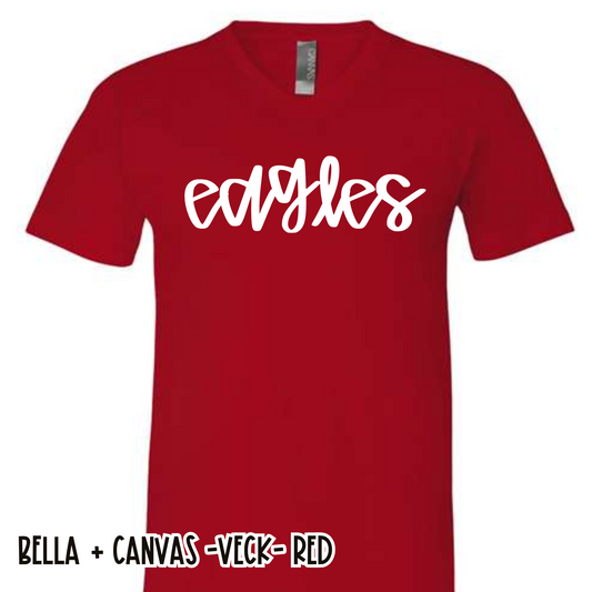 Eagles Script Red- V-NECK