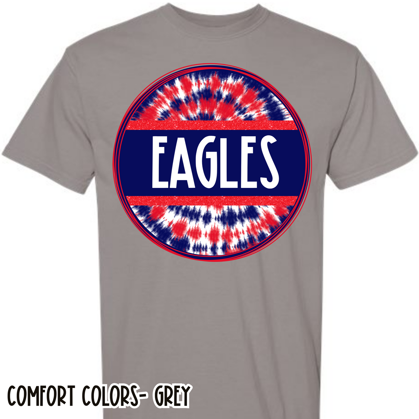 Tie Dye Circle Eagles Grey Short Sleeve Tee