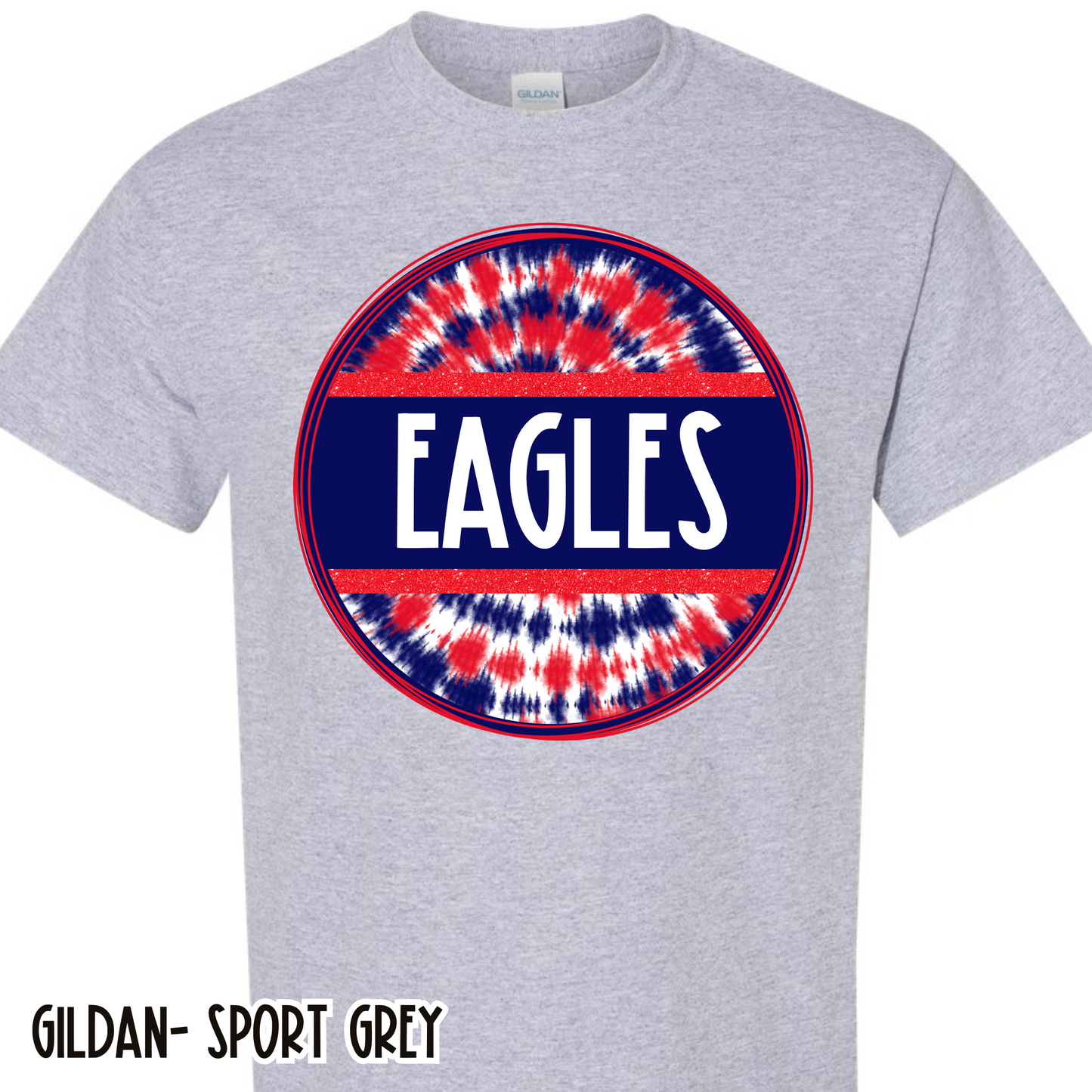 Tie Dye Circle Eagles Grey Short Sleeve Tee