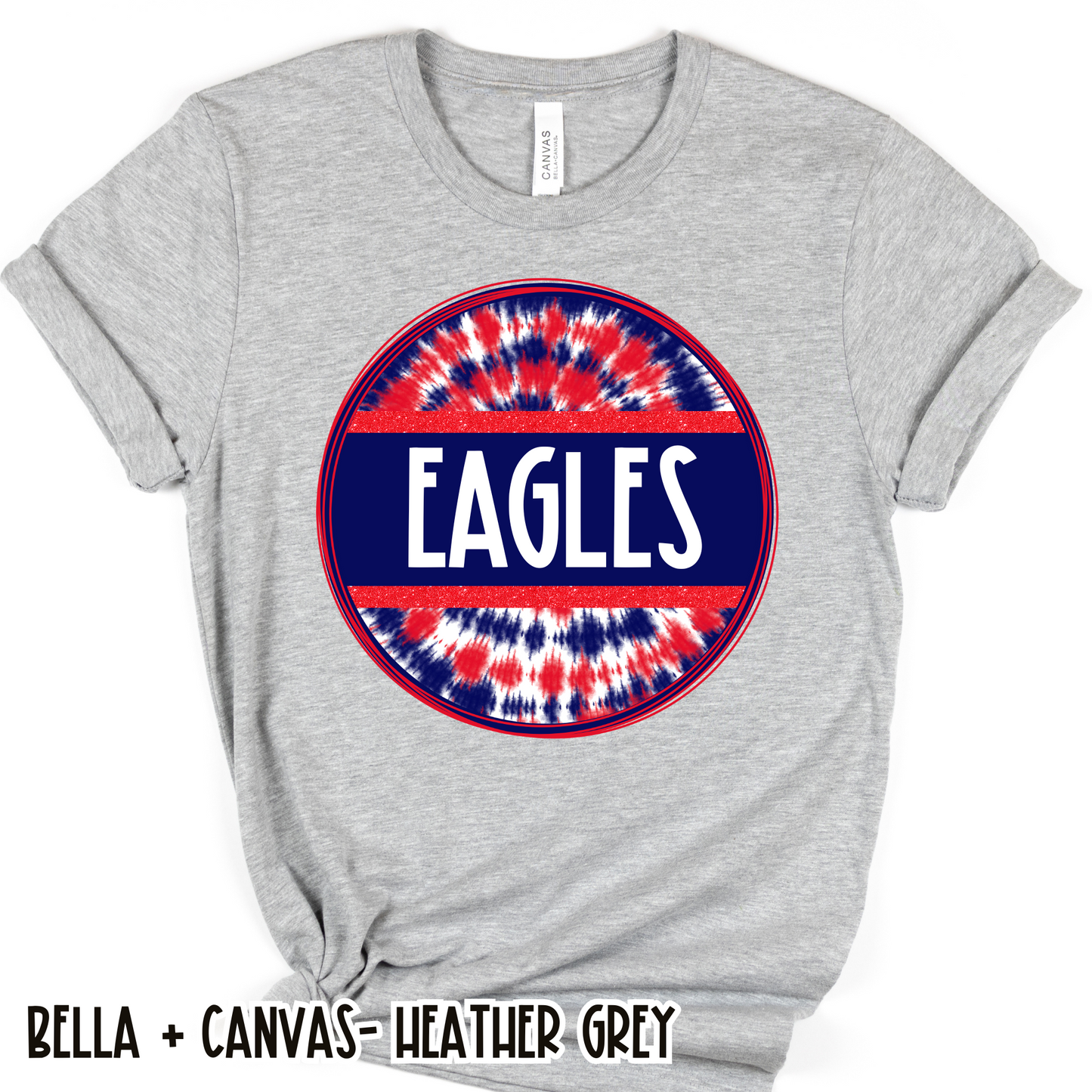 Tie Dye Circle Eagles Grey Short Sleeve Tee