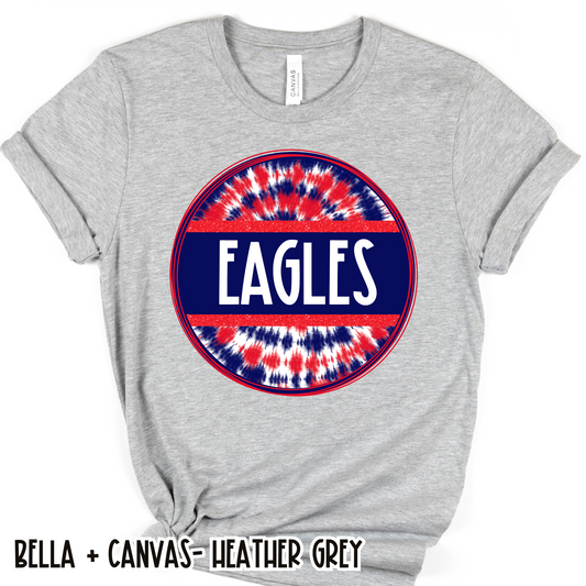 Tie Dye Circle Eagles Grey Short Sleeve Tee