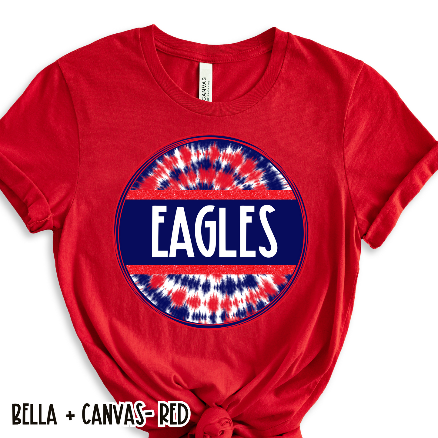 Tie Dye Circle Eagles Red Short Sleeve Tee
