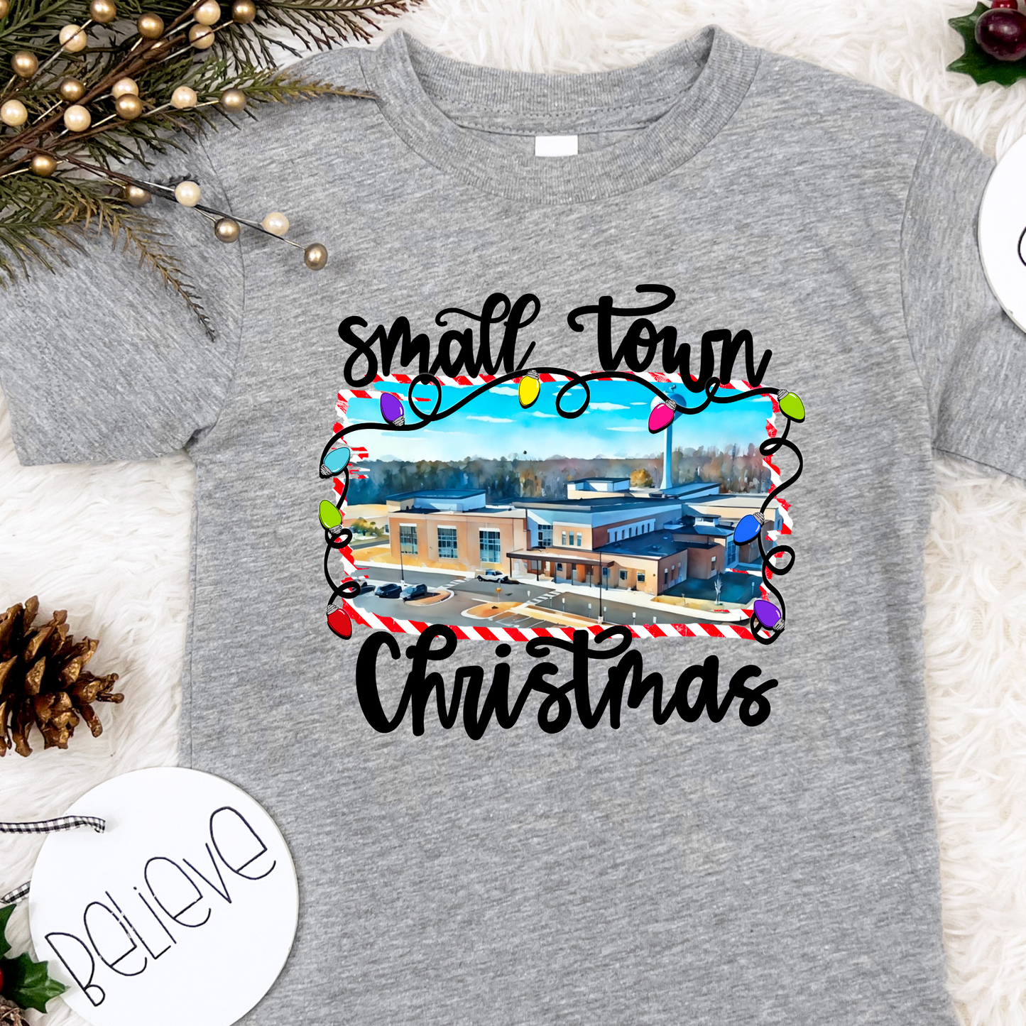 Small Town Christmas- Grey SHORT SLEEVE