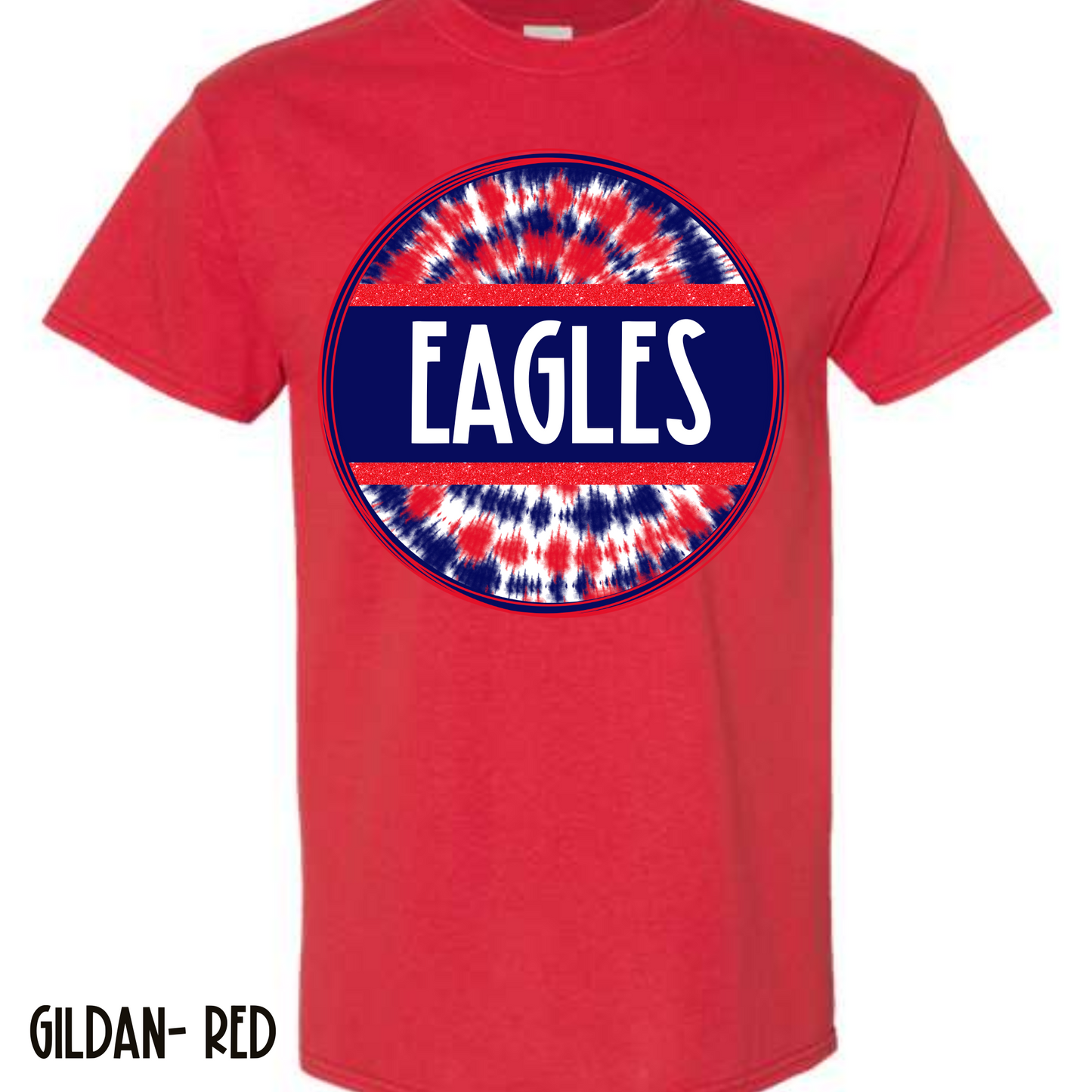 Tie Dye Circle Eagles Red Short Sleeve Tee
