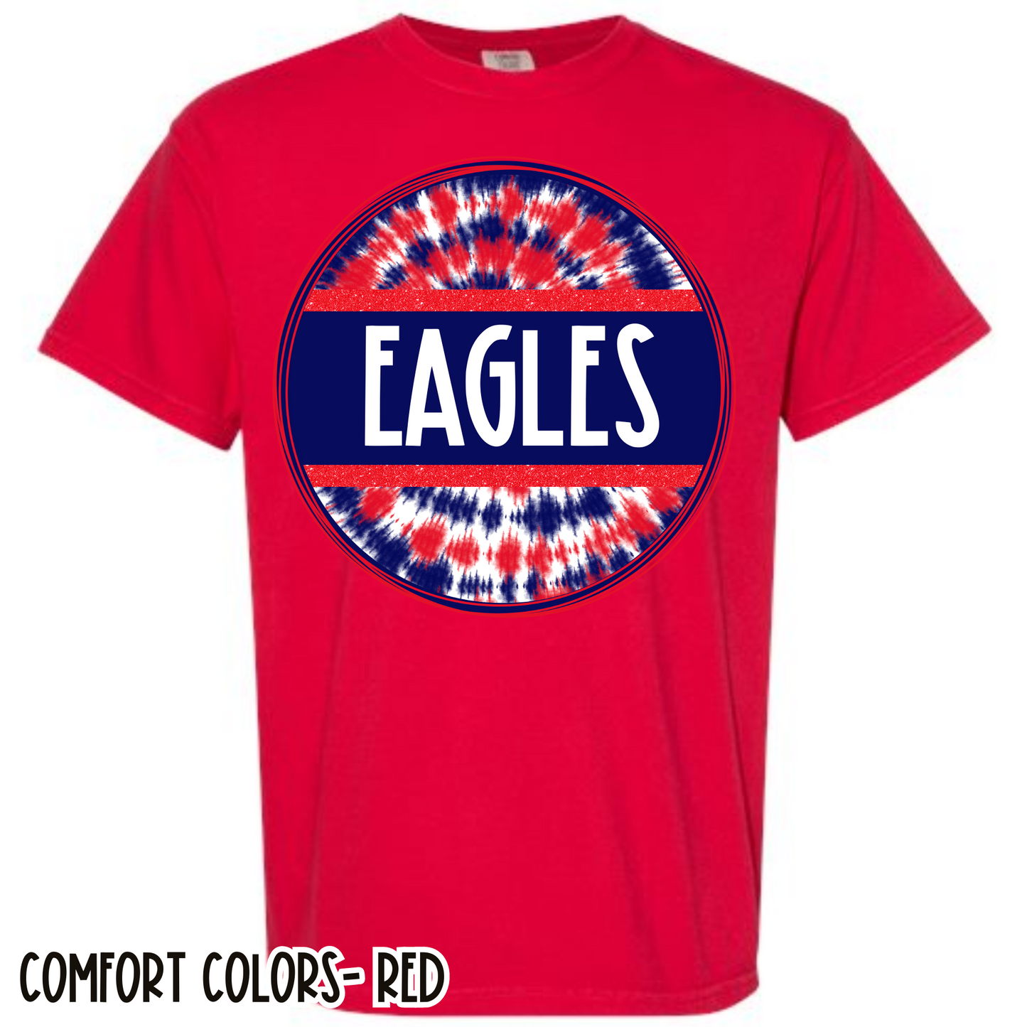 Tie Dye Circle Eagles Red Short Sleeve Tee