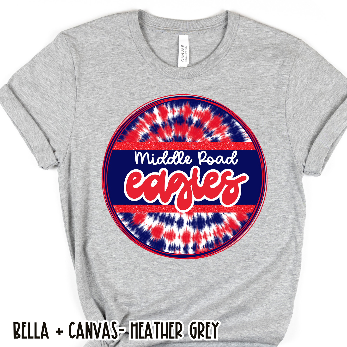 Tie Dye Circle Retro Eagles Grey Short Sleeve Tee