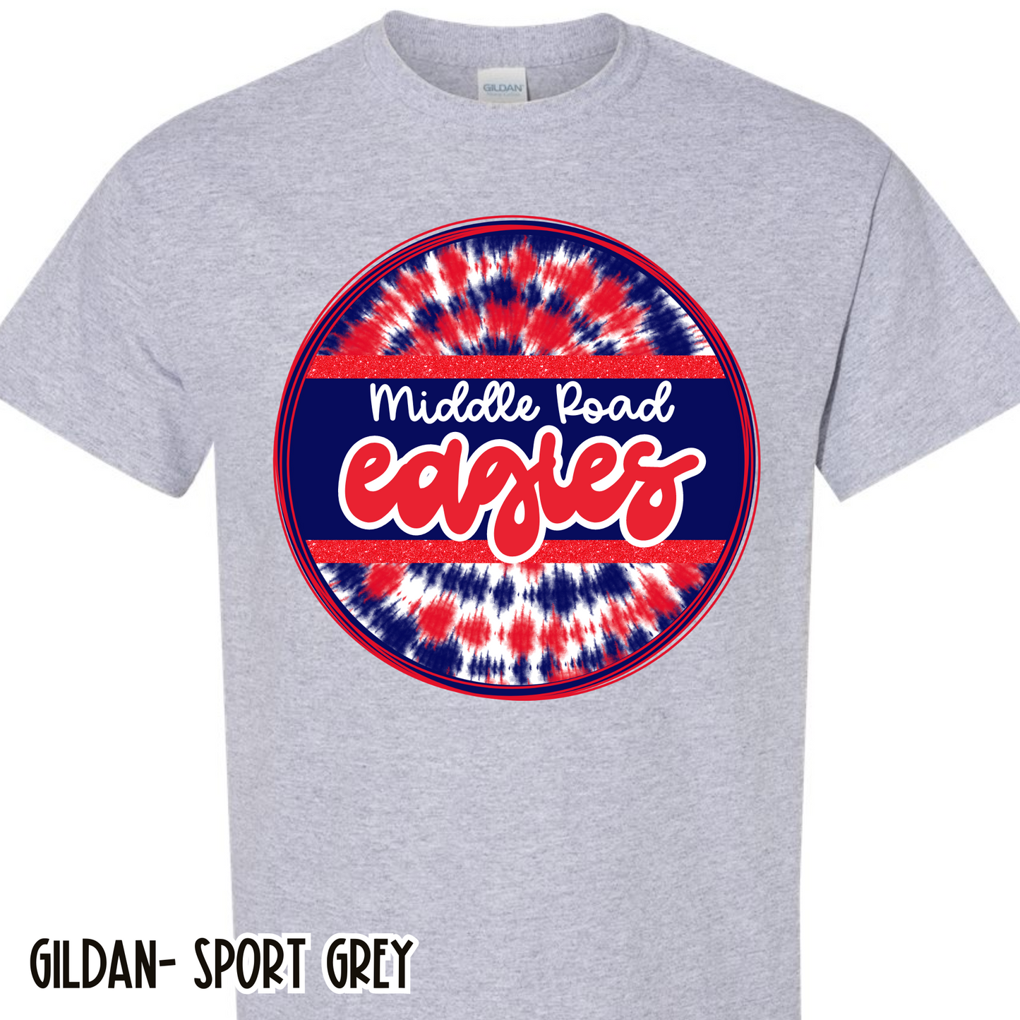 Tie Dye Circle Retro Eagles Grey Short Sleeve Tee