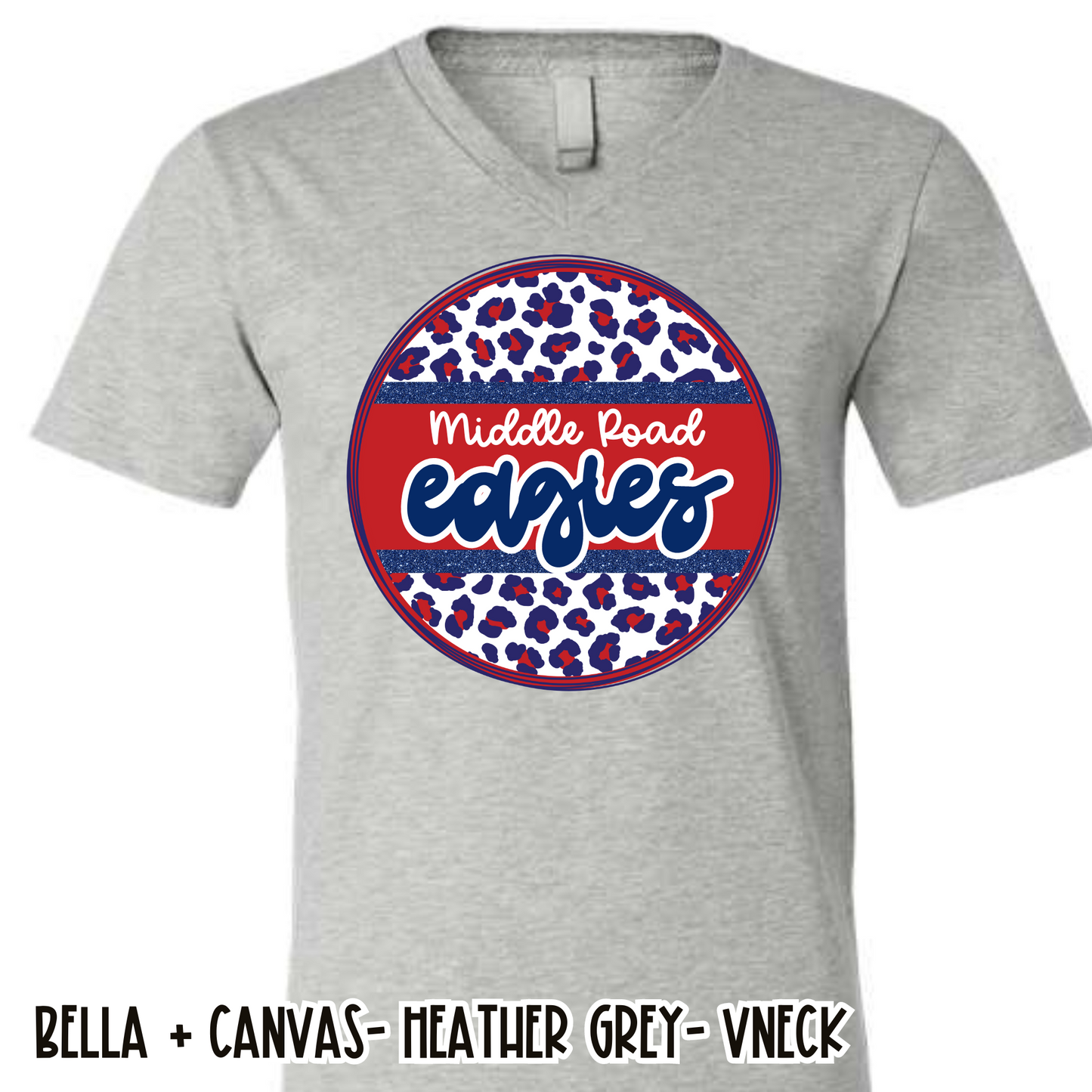 Leopard Circle Retro Eagles Grey -V-NECK