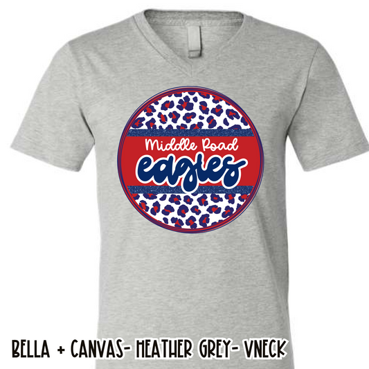 Leopard Circle Retro Eagles Grey -V-NECK