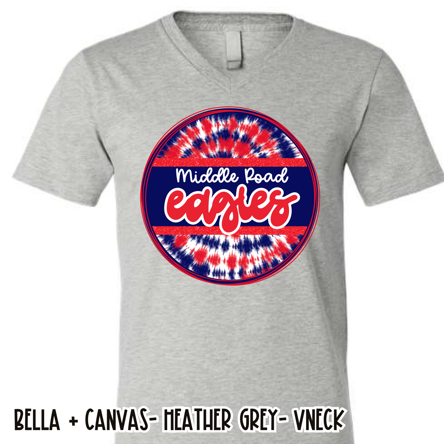 Tie Dye Circle Retro Eagles Heather Grey -V-NECK