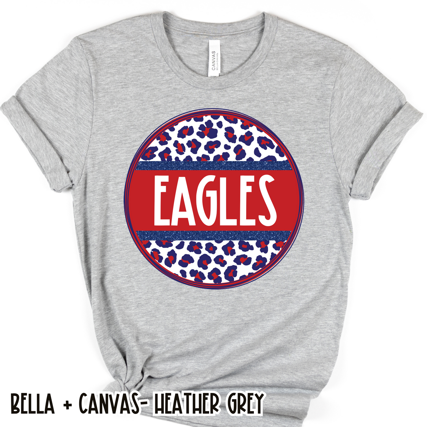 Leopard Circle Eagles Grey Short Sleeve Tee