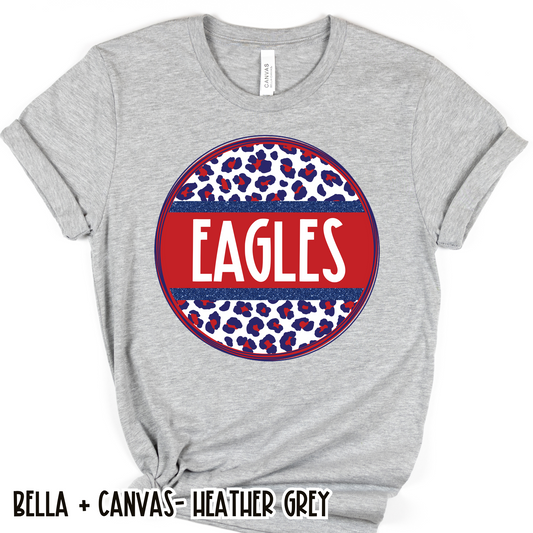 Leopard Circle Eagles Grey Short Sleeve Tee