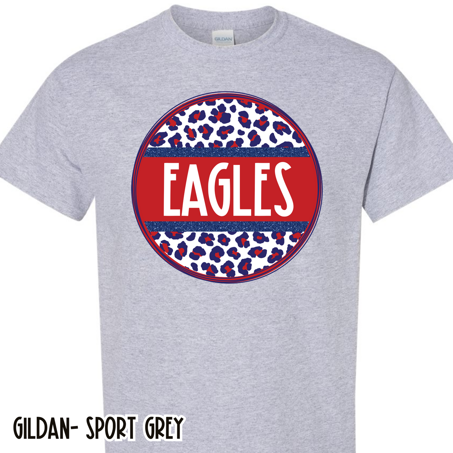 Leopard Circle Eagles Grey Short Sleeve Tee