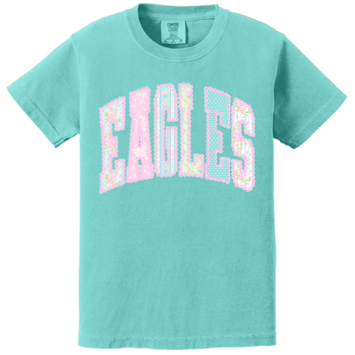 Preppy Lace Eagles Comfort Color Short Sleeve Tee