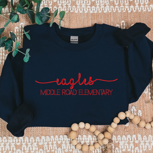 Embroidered Eagles Navy Crewneck Sweatshirt